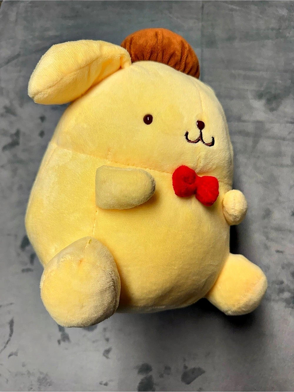 Sanrio Pompompurin Yellow Plush Brown Beret Red Bow Tie 2023